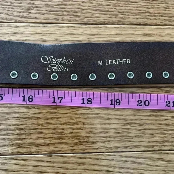 [M-Max42”]Vintage Stephen Collins  Brown Leather Studded Men Belt - Picture 5 of 7